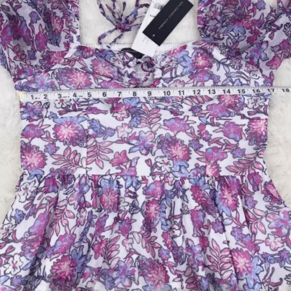 FRENCH CONNECTION Floral Halter Peplum Top Smocked Pink Purple Size Large New - Picture 5 of 8